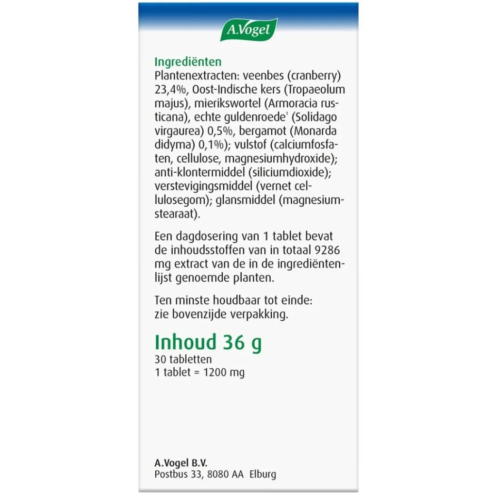 A.Vogel Natuurlijke Supplementen|Cranberrysupplementen>Cranberry Monarda Tabletten
