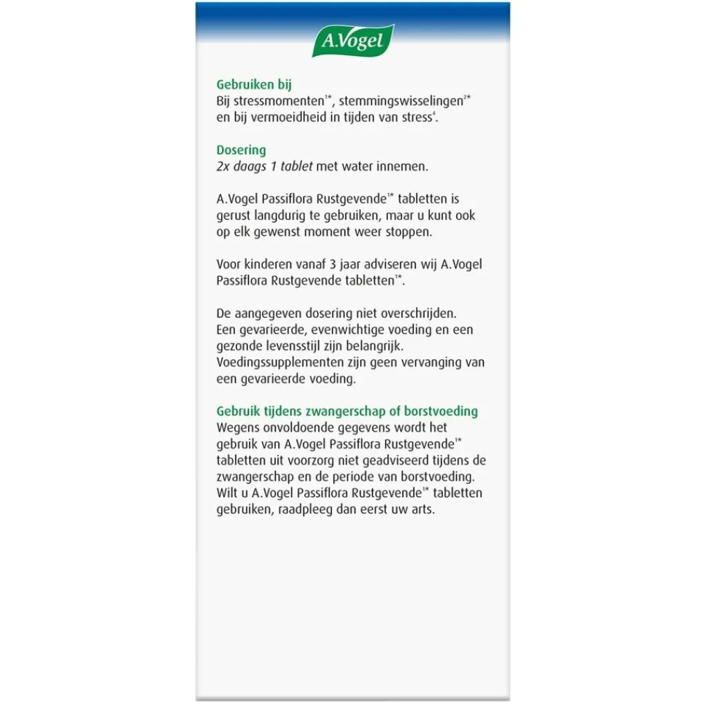 A.Vogel Natuurlijke Supplementen|Rust En Ontspanning>Passiflora Stemmingswisselingen2* Rustgevende1* Tabletten