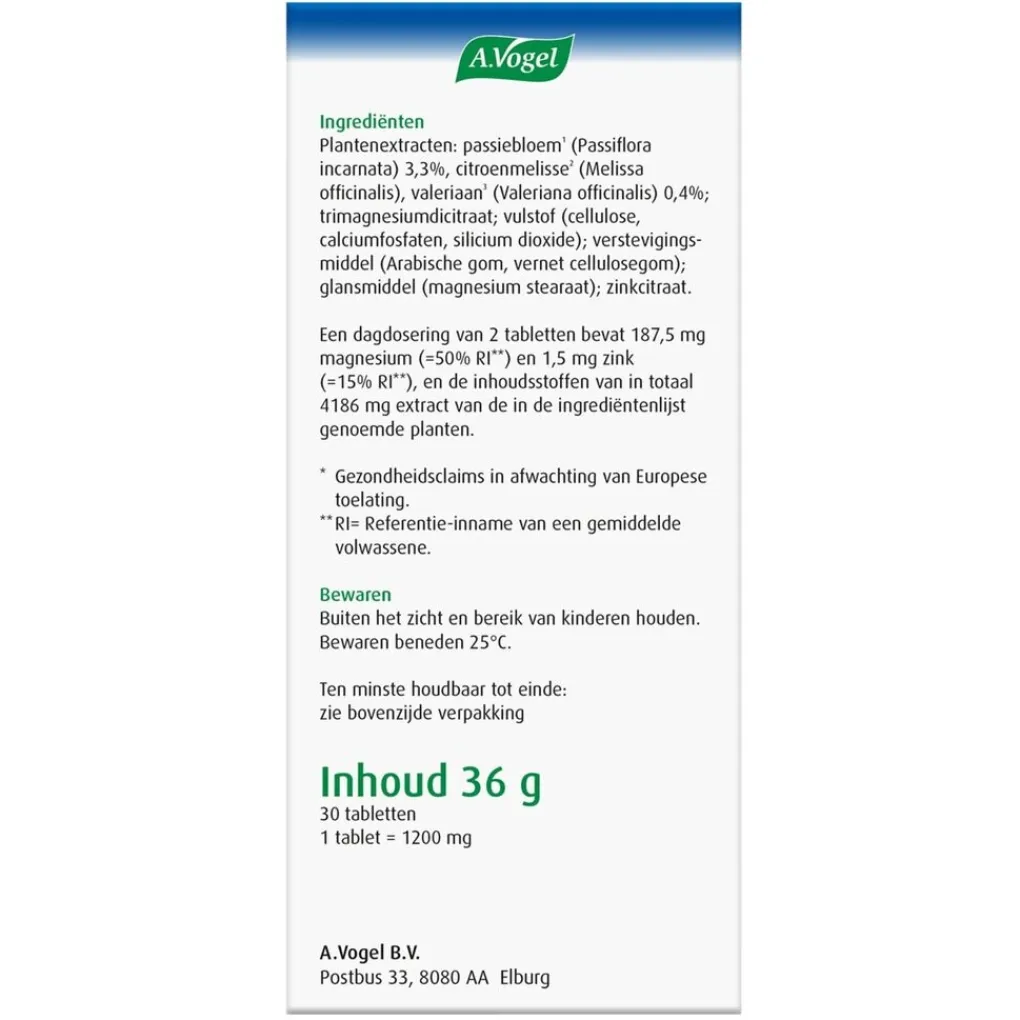 A.Vogel Natuurlijke Supplementen|Rust En Ontspanning>Passiflora Stemmingswisselingen2* Rustgevende1* Tabletten