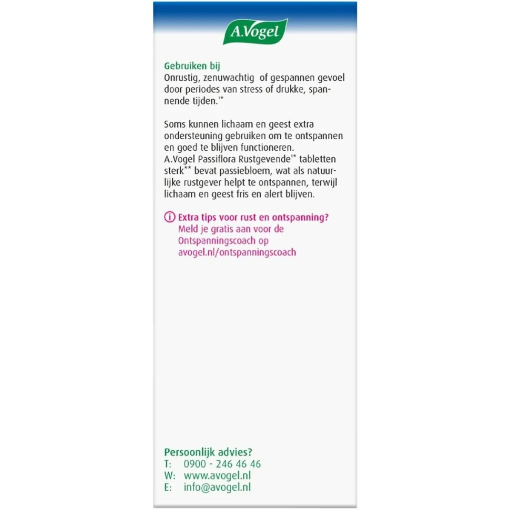 A.Vogel Natuurlijke Supplementen|Rust En Ontspanning>Passiflora Sterk** Rustgevende Tabletten