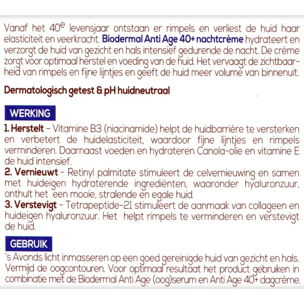 Biodermal Nachtcreme>Anti Age 40+ Nachtcrème