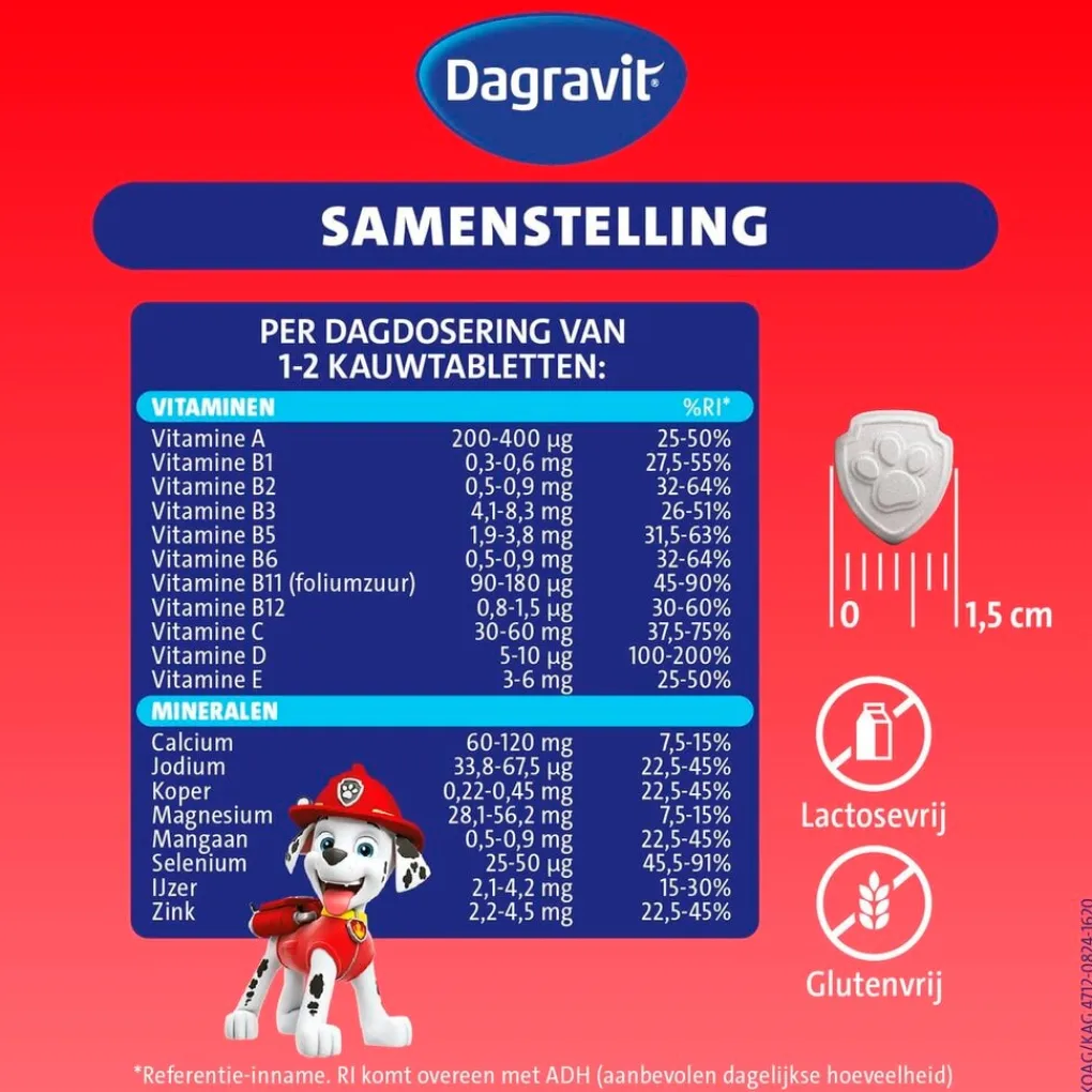 Dagravit Baby En Kind Gezondheid|Vitamines>Kids-Xtra Paw Patrol 3-5 jaar Kauwtabletten
