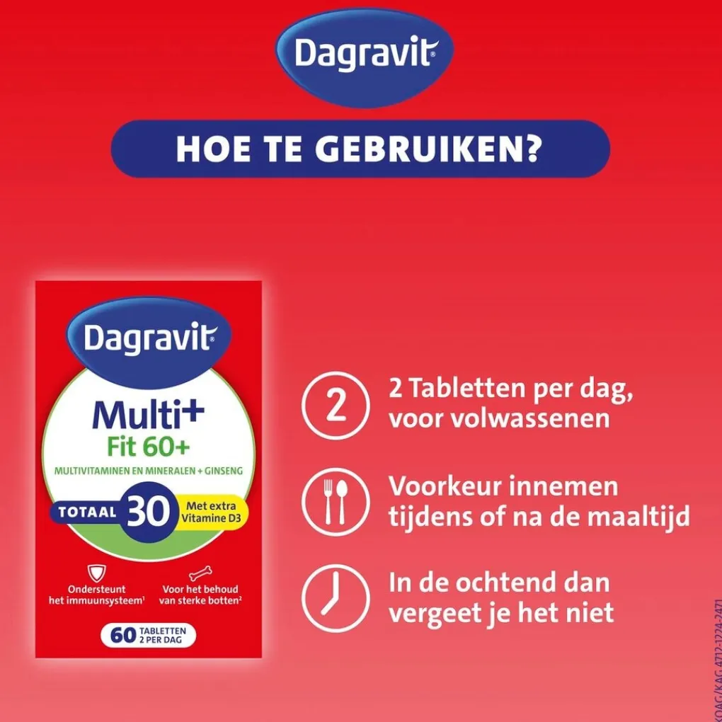 Dagravit Vitamines>Totaal 30 Vitaal 60+ Multivitaminen Tabletten