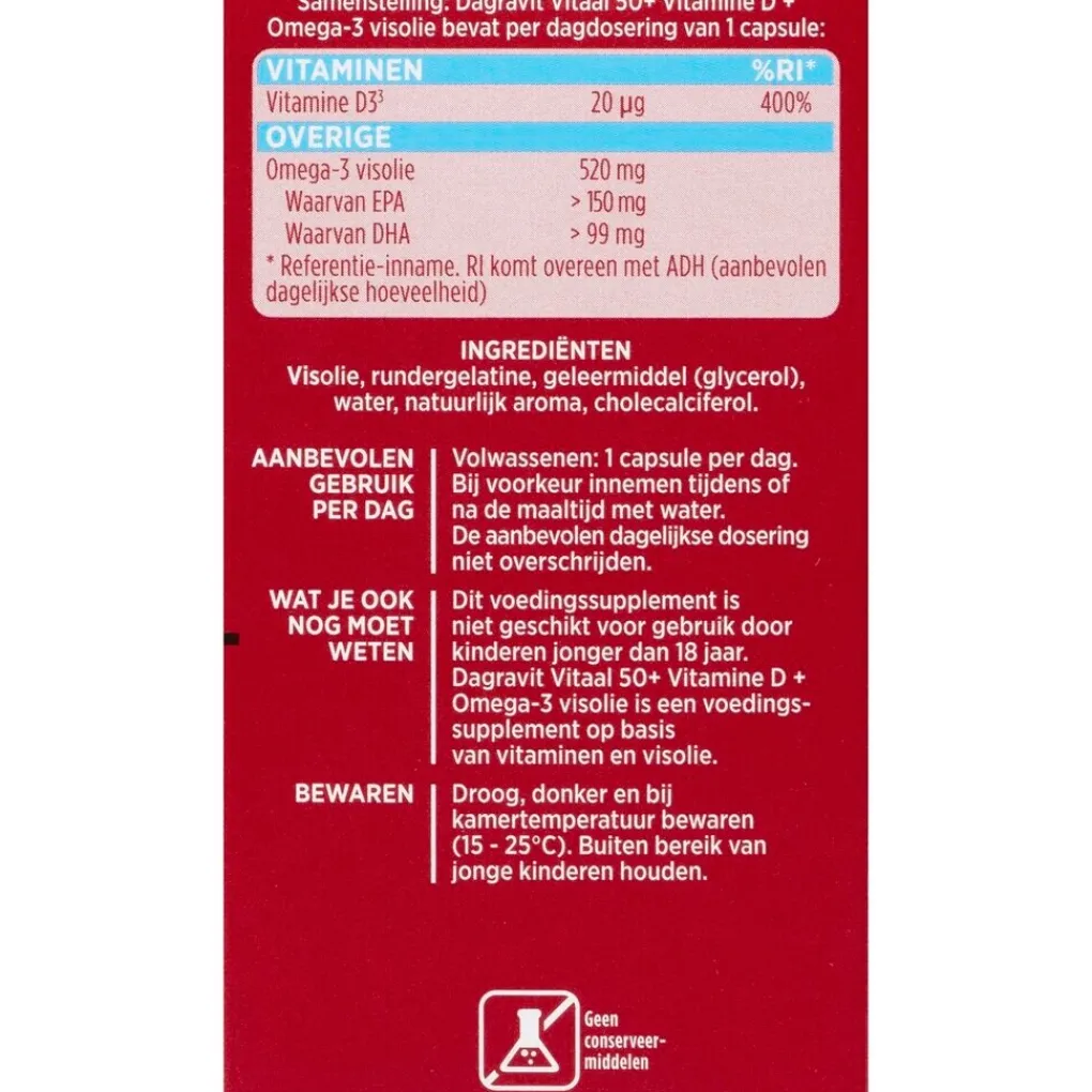 Dagravit Visolie|Omega 3>Vitaal 50+ Vit D + Omega-3 Visolie Capsules