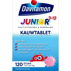 Davitamon Vitamines>Junior 3+ Framboos Kauwtabletten