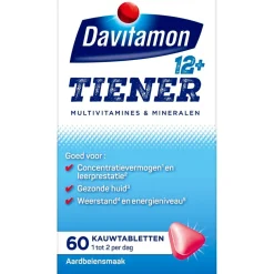 Davitamon Vitamines>Tiener 12+ Multivitamines & Mineralen Aardbei Kauwtabletten