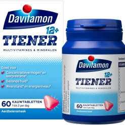 Davitamon Vitamines>Tiener 12+ Multivitamines & Mineralen Aardbei Kauwtabletten