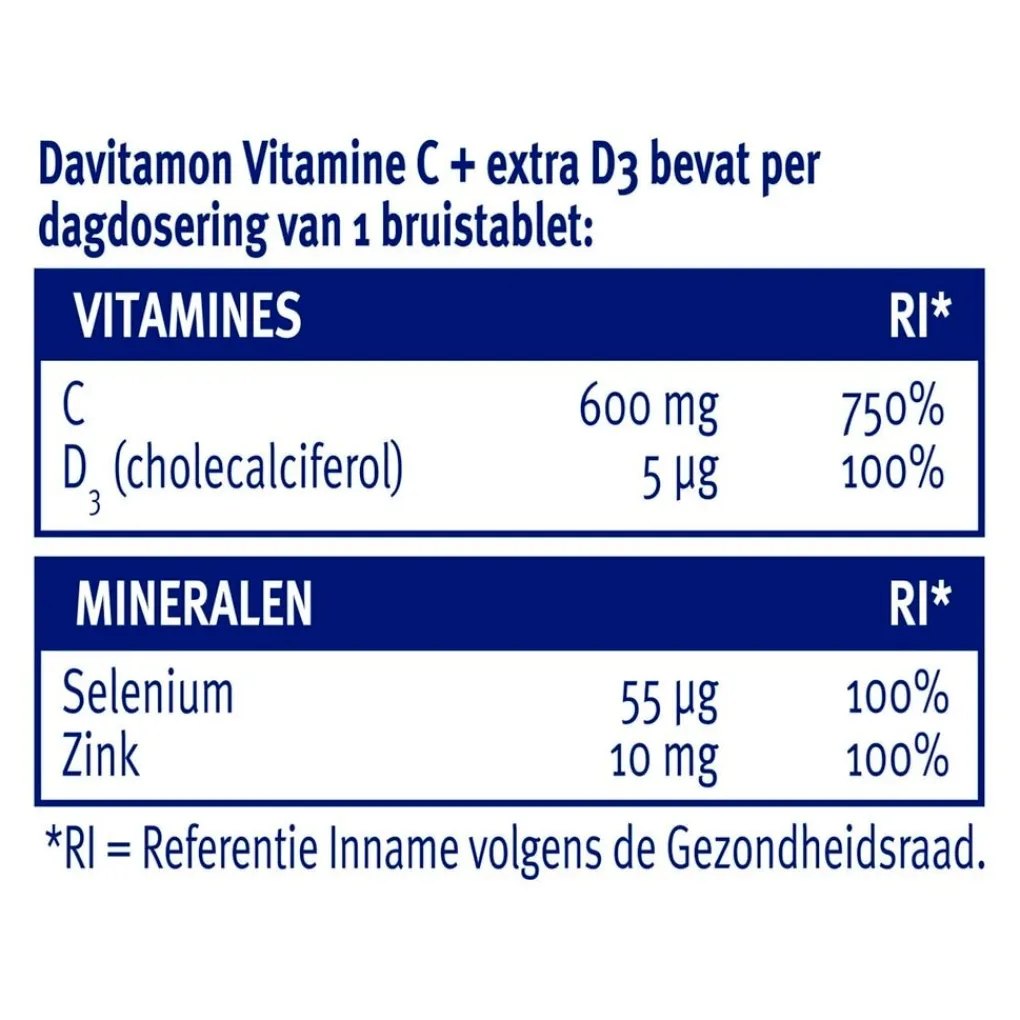 Davitamon Vitamines|Weerstand En Of Energie>Vitamine C + Extra D3 Bruistabletten