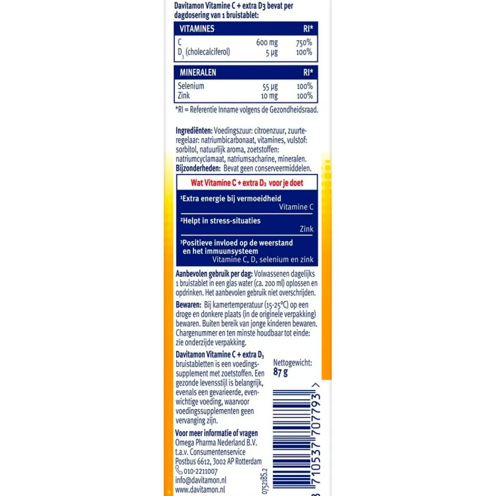 Davitamon Vitamines|Weerstand En Of Energie>Vitamine C + Extra D3 Bruistabletten