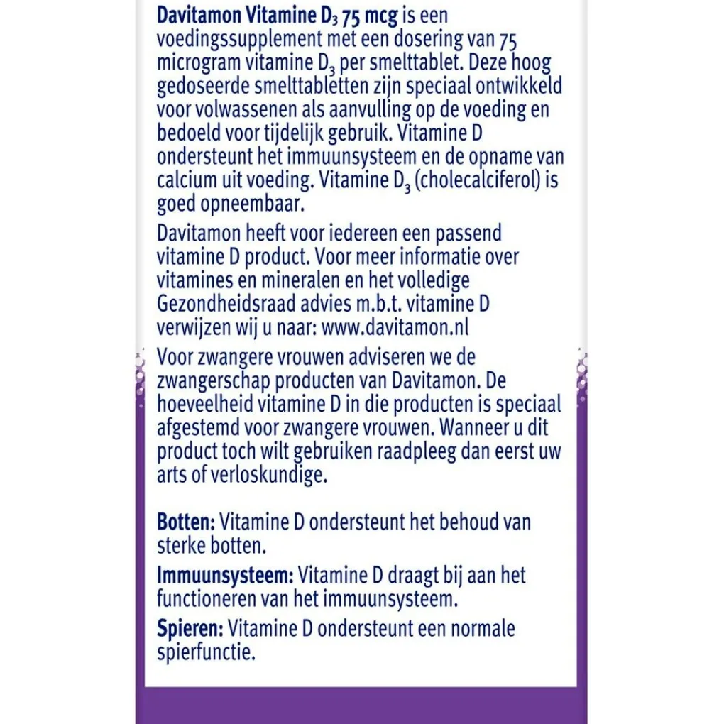 Davitamon Botten En Gewrichten|Vitamines>Vitamine D3 75mcg Smelttabletten