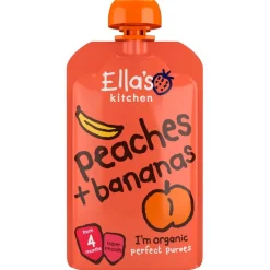Ella's Kitchen Fruithapjes>4+M Perziken En Bananen Pureehapje