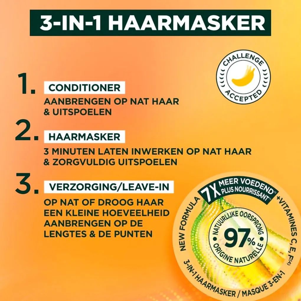 Fructis Haarmasker>Garnier Nourishing Banana Hair Food 3-in-1 Haarmasker