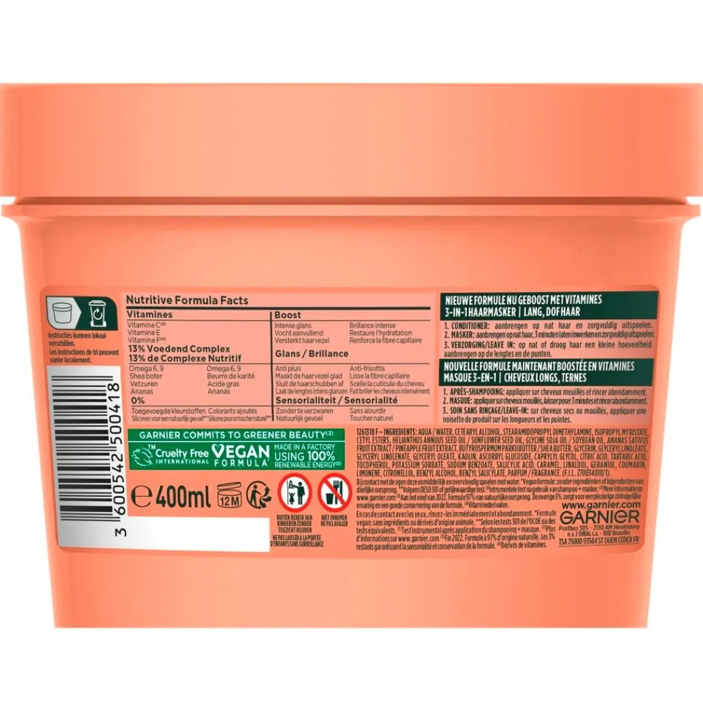 Fructis Haarmasker>Garnier Pineapple Hair Food 3-In-1 Haarmasker
