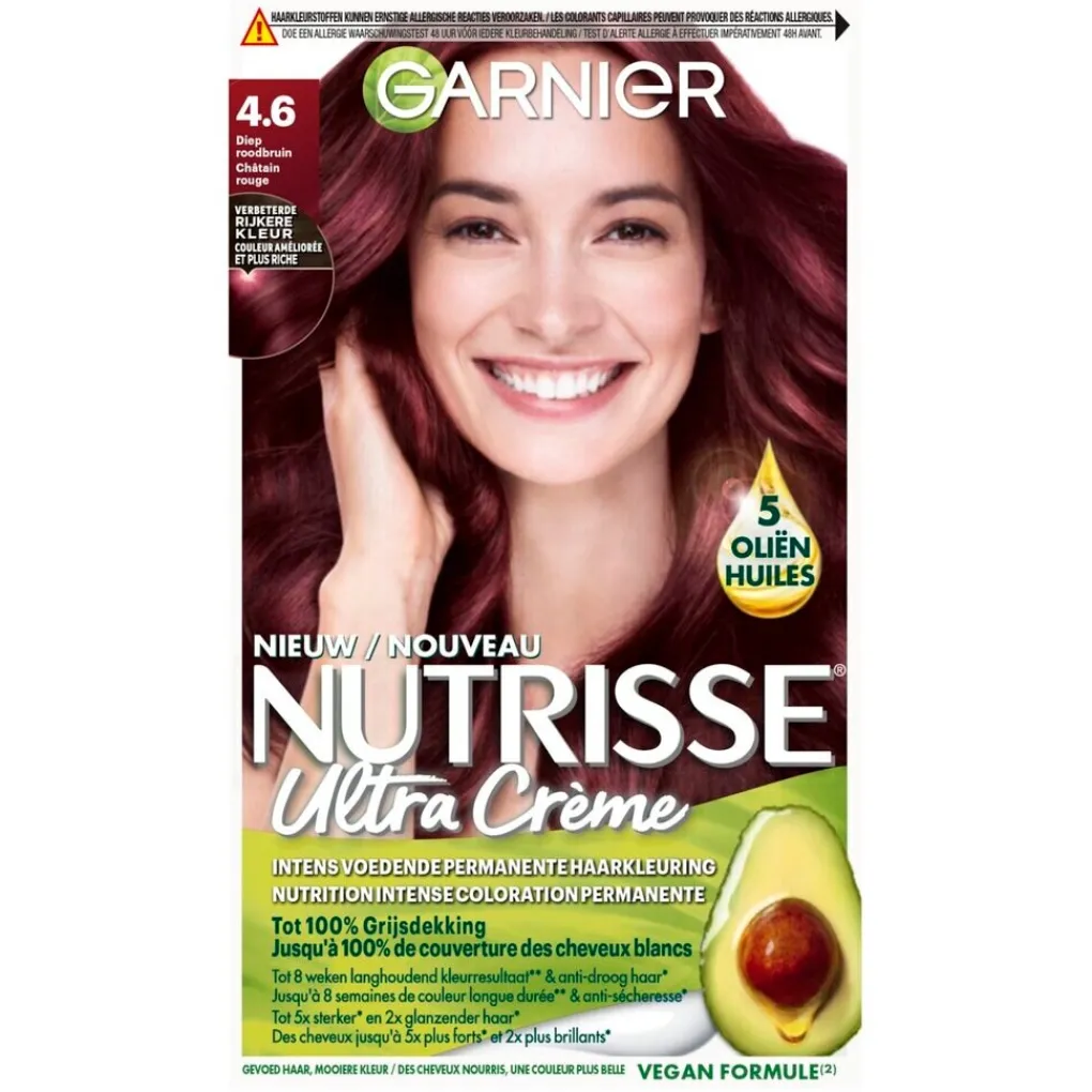 Nutrisse Haarverf>Garnier Ultra Crème 4.6 Diep Rood Middenbruin Permanente Haarkleuring