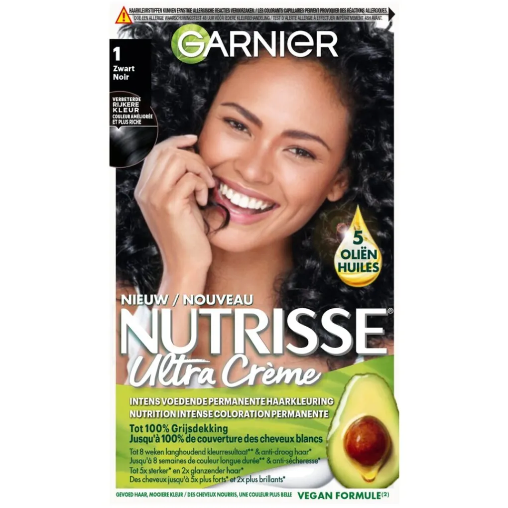 Nutrisse Haarverf>Garnier Ultra Crème 1 Zwart Permanente Haarkleuring