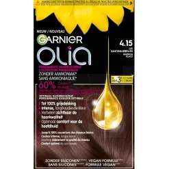 Olia Haarverf>Garnier 4.15 IJs Kastanje Middenbruin Permanente Haarkleuring