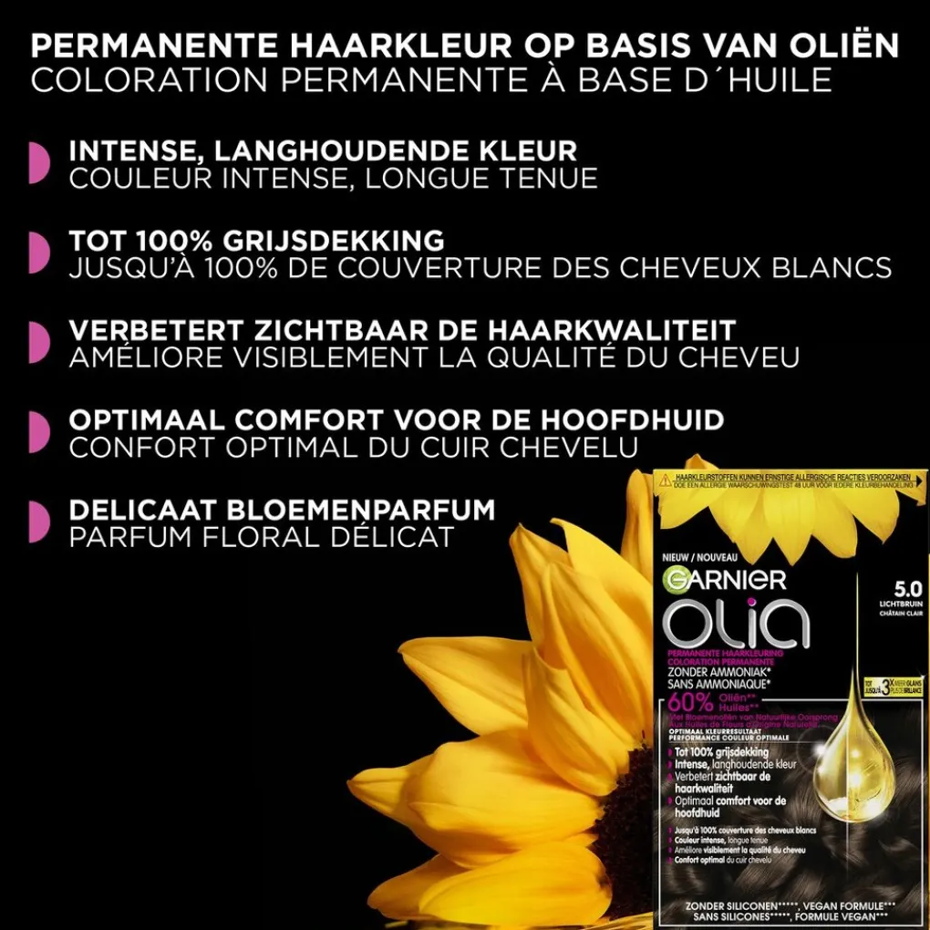 Olia Haarverf>Garnier 4.15 IJs Kastanje Middenbruin Permanente Haarkleuring