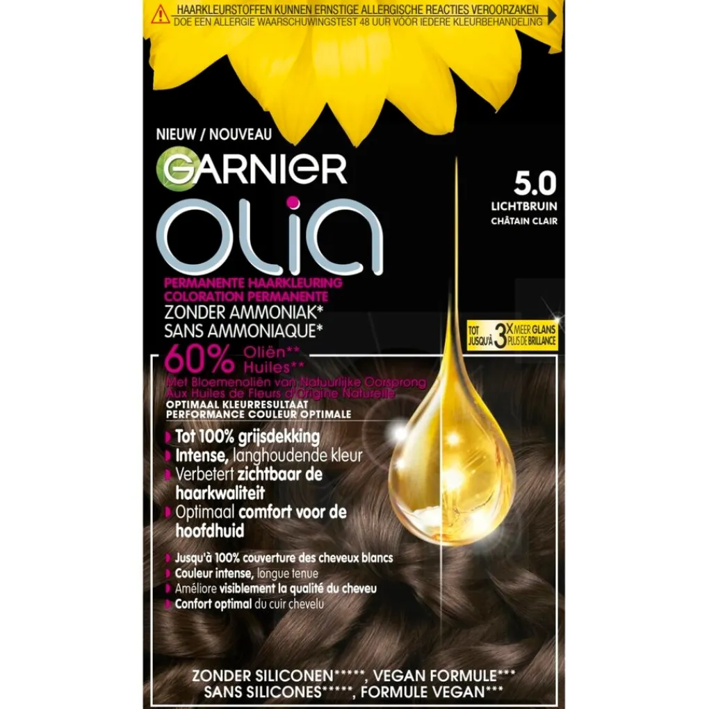 Olia Haarverf>Garnier 5.0 Lichtbruin Permanente Haarkleuring
