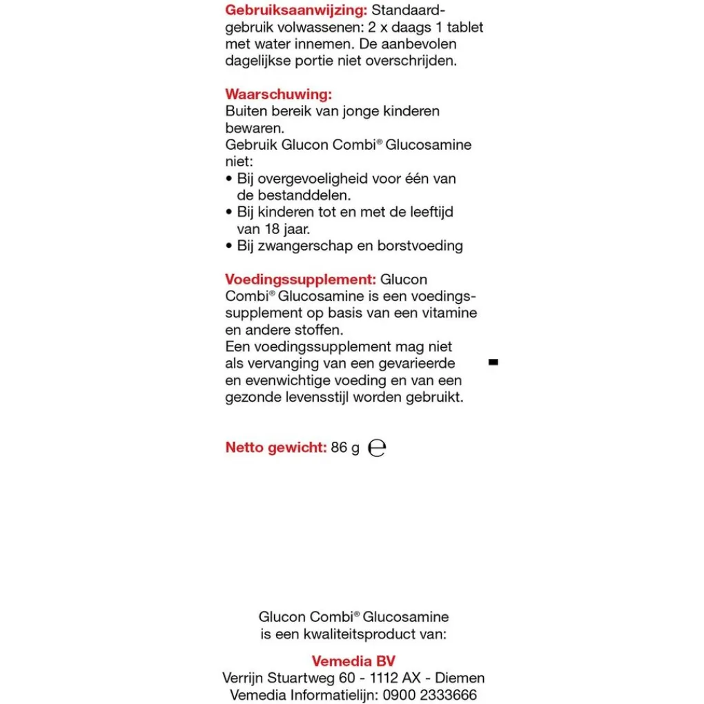 Glucon Glucosamine>Combi Glucosamine + Chondroïtine + Vitamine C Tabletten