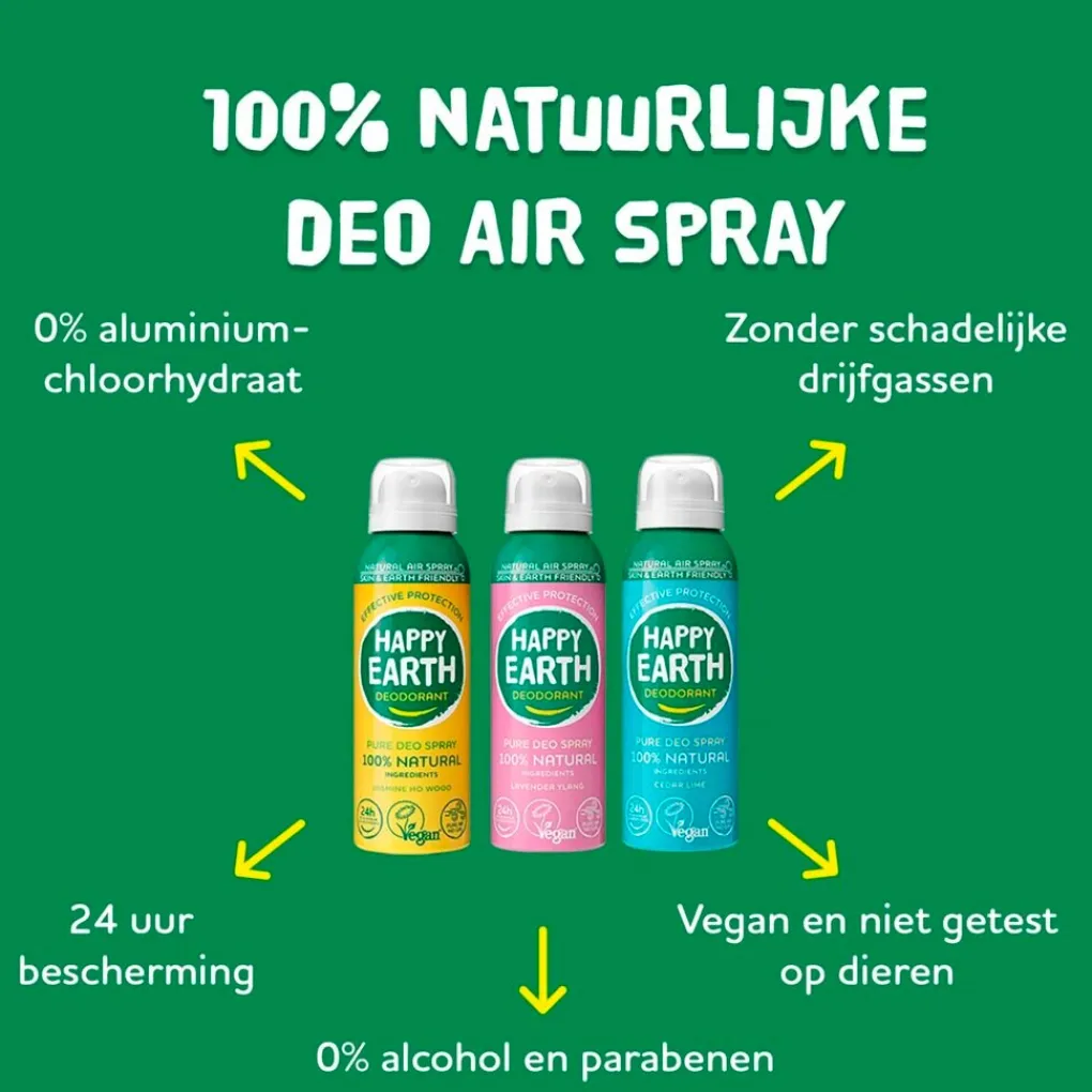 Happy Earth Deospray>100% Natural Air Jasmine Ho Wood Deospray