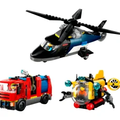 LEGO City Voertuigen|Lego>60462 Helikopter, Brandweerauto en Onderzeeër Remix
