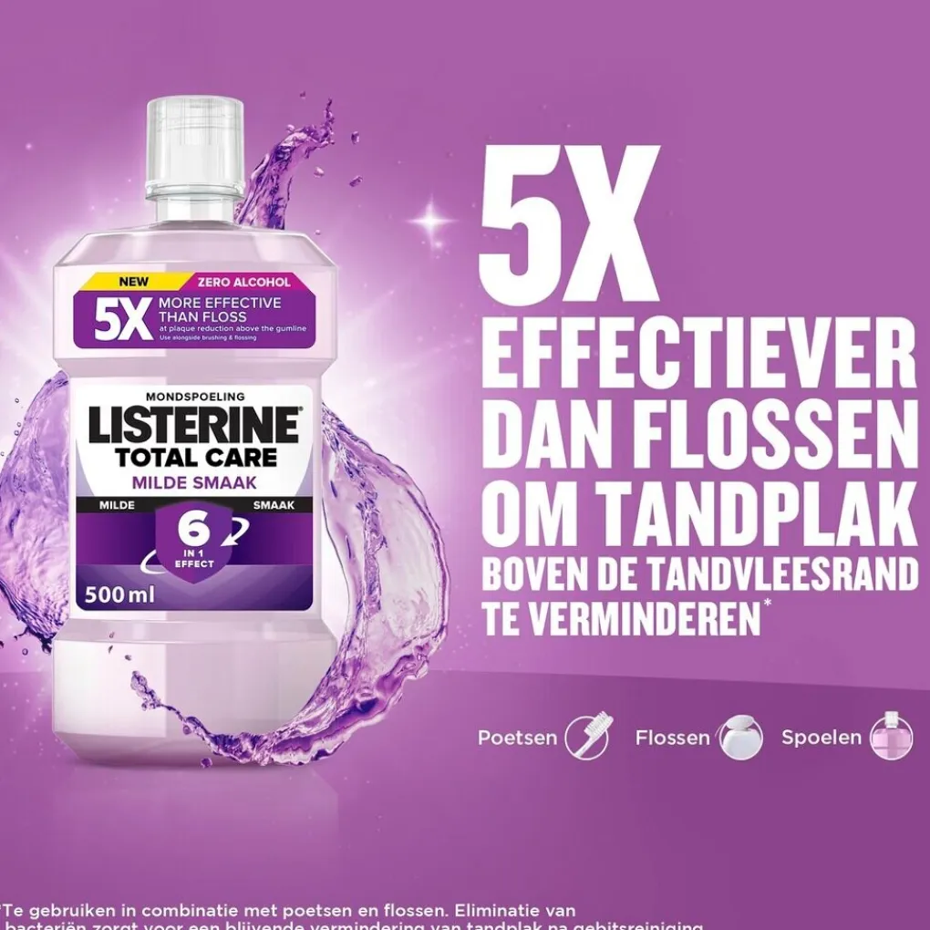 Listerine Mondwater En Mondspray>Total Care Milde Smaak Mondwater