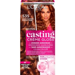 Casting Haarverf>L'Oréal Paris Créme Gloss 535 Licht Goud Mahoniebruin Semi-Permanente Haarkleuring