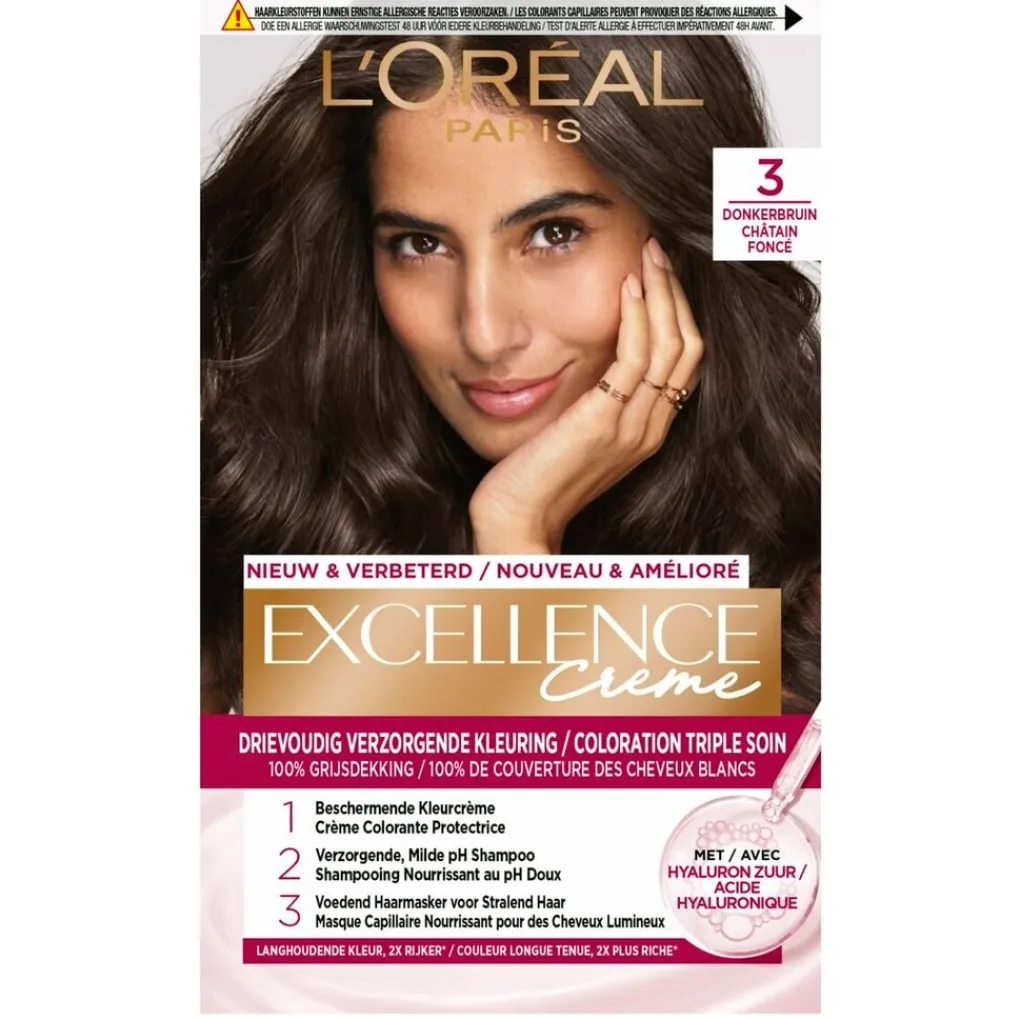 Excellence Haarverf>L'Oréal Paris Crème 3 Donkerbruin Permanente Haarverf
