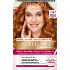 Excellence Haarverf>L'Oréal Paris Crème 7.43 Koper Goudblond Permanente Haarverf