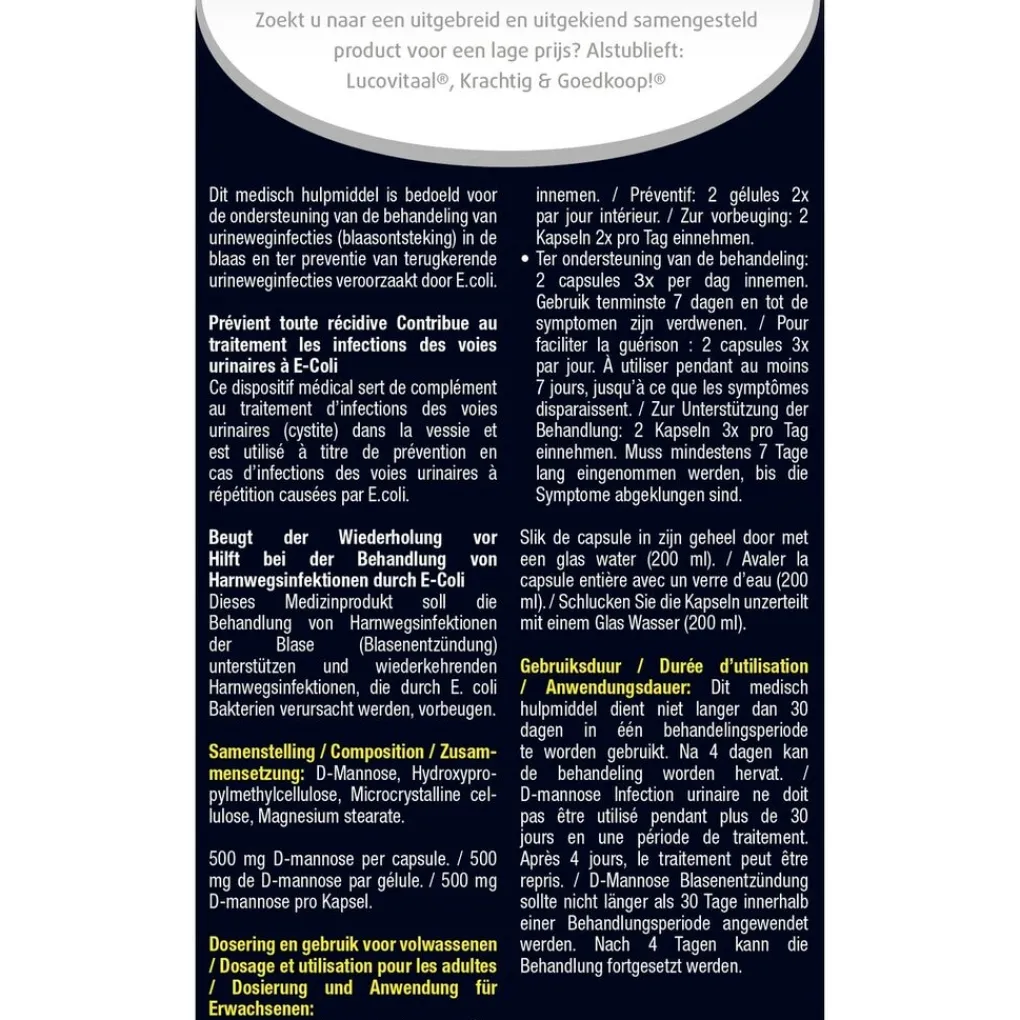 Lucovitaal Blaasontsteking>D-Mannose Blaasontsteking Capsules