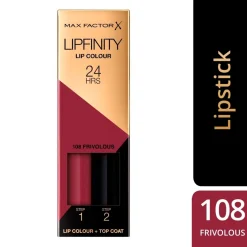 Max Factor Lipmake-Up>Lipfinity Lip Colour 108 Frivolous 2-Step Longlasting Lipstick
