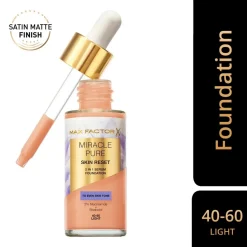 Max Factor Foundation>Miracle Pure Skin Reset 40-60 Light 2-in-1 Serum Foundation