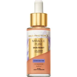 Max Factor Foundation>Miracle Pure Skin Reset 60-80 Light to Medium 2-in-1 Serum Foundation