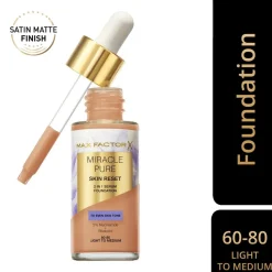 Max Factor Foundation>Miracle Pure Skin Reset 60-80 Light to Medium 2-in-1 Serum Foundation