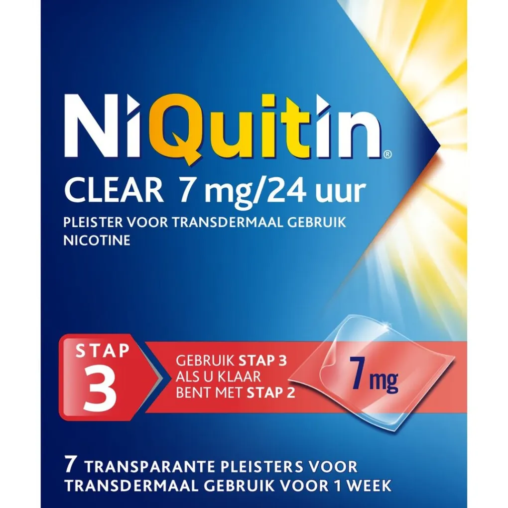 Niquitin Stoppen Met Roken>Clear Pleister Stap 3 - 7 mg - Nicotinepleister