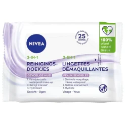 Nivea Skincare Gezichtsreiniging>NIVEA 3-In-1 Sensitive Reinigingsdoekjes