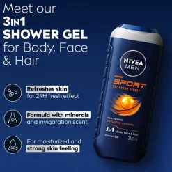 Nivea Men Douchegel>Sport 24H Fresh Effect 3-in-1 Douchegel
