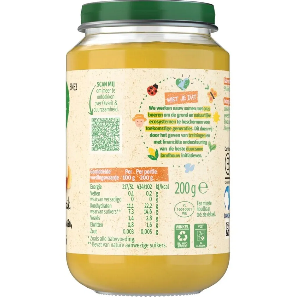 Olvarit Fruithapjes>6+M Perzik Banaan Kiwi