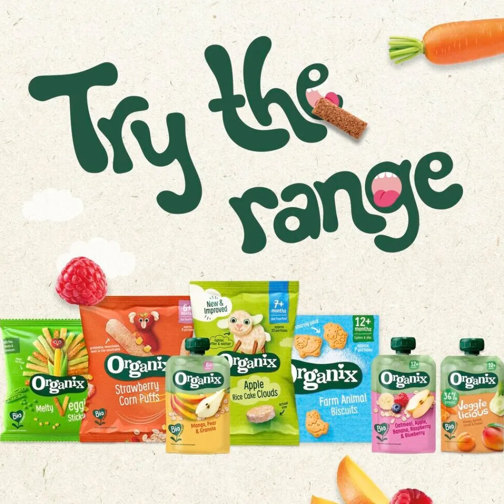 Organix Fruithapjes>6+M Appel, Aardbei & Bosbes Knijpfruit