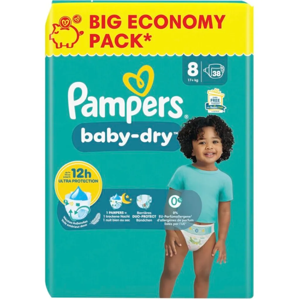 Pampers Luiers Maat 8>Baby-Dry Maat 8 Luiers