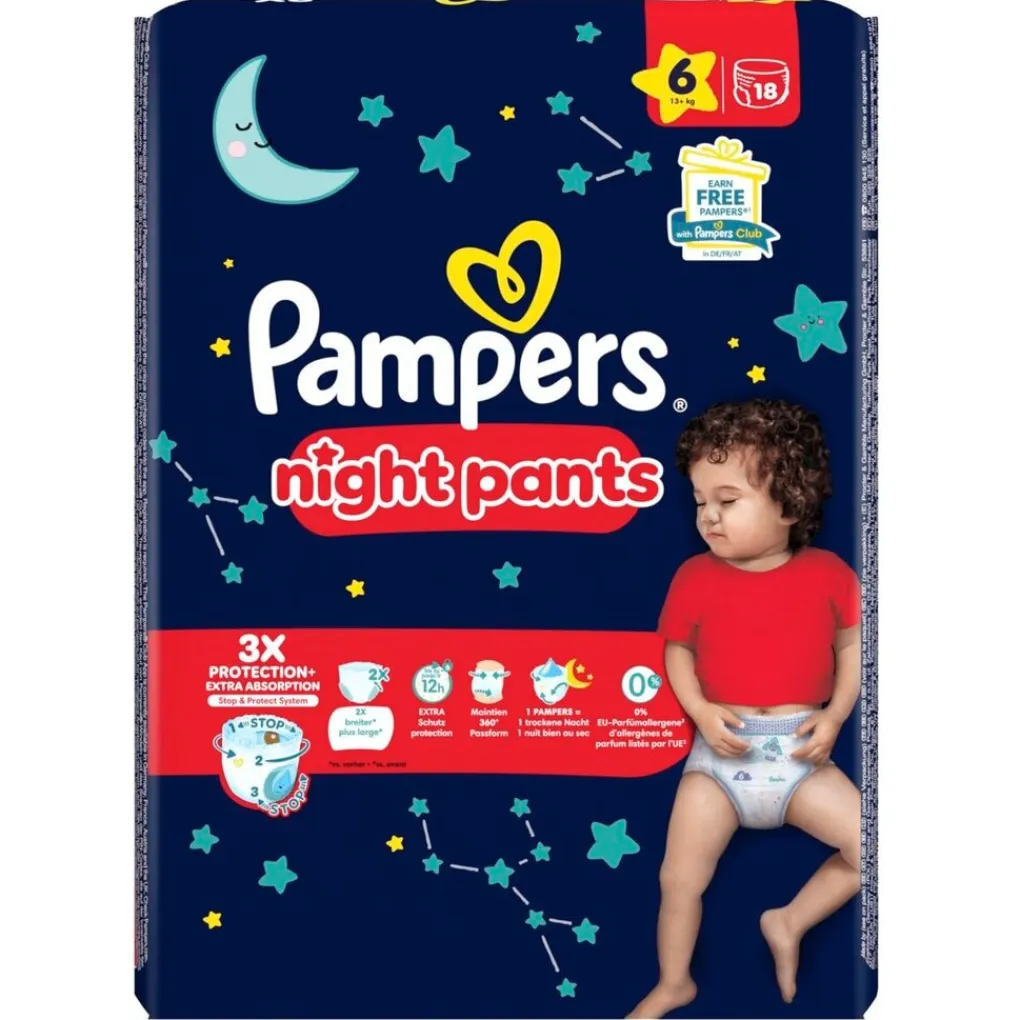 Pampers Pyjamabroekjes|Luierbroekjes Maat 6>Night Pants Maat 6 Luierbroekjes
