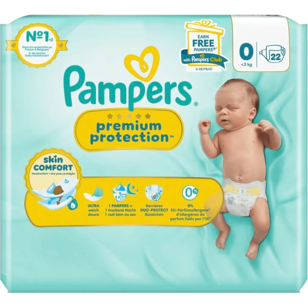 Pampers Luiers Maat 0>Premium Protection Maat 0 Luiers