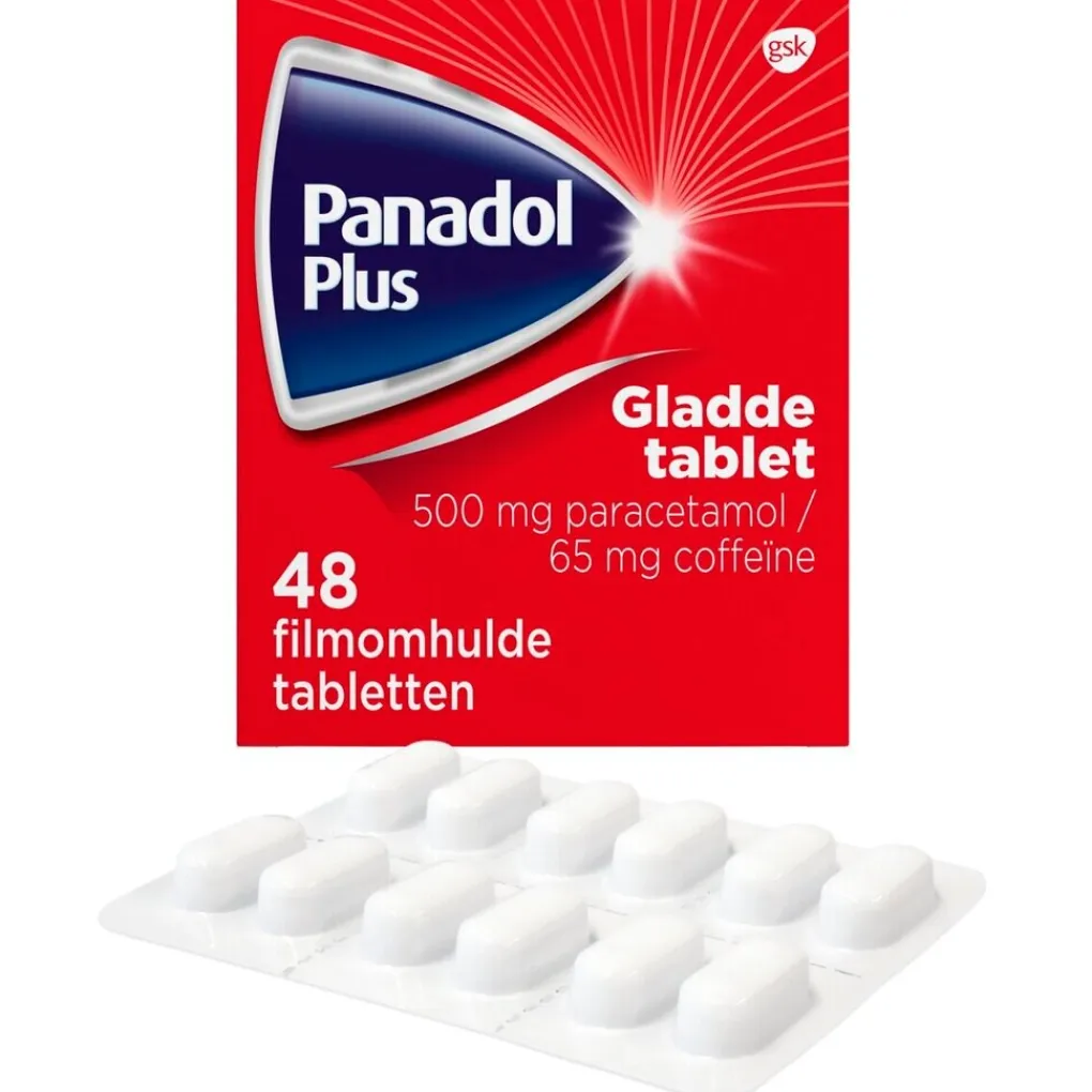 Panadol Pijn>Plus 500mg/65mg Paracetamol en Coffëine Gladde Tabletten