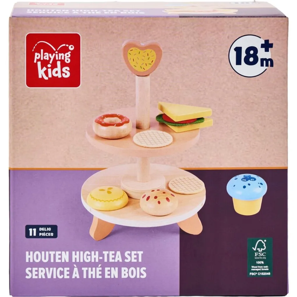 Playing Kids Houten Speelgoed>Houten High-Tea Set
