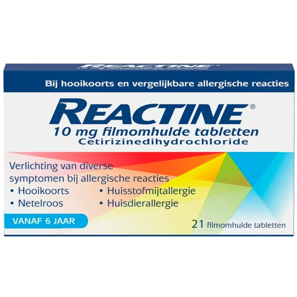 Reactine Allergische Reacties>Cetirizine 10mg Filmomhulde Hooikoortstabletten