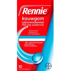 Rennie Maag- En Of Darm>Calciumcarbonaat 750mg Suikervrije Kauwgom