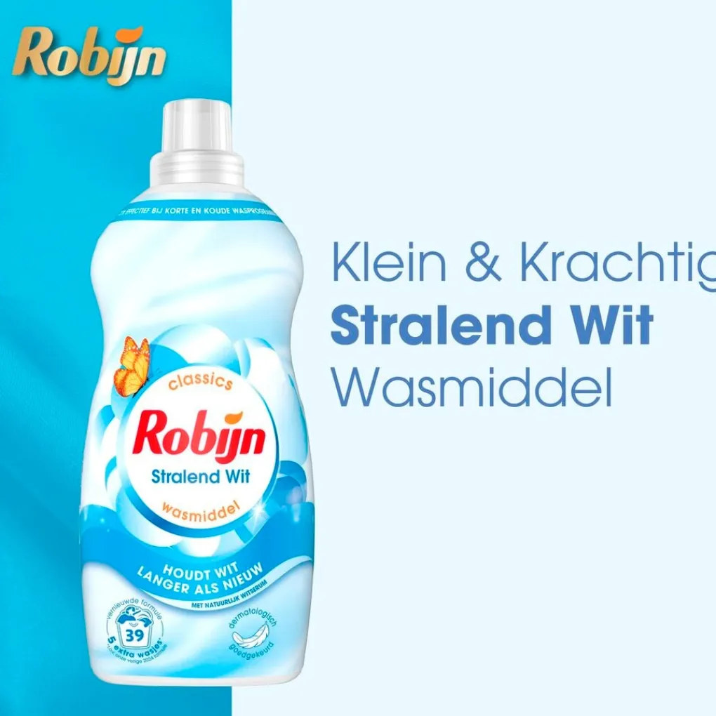 Robijn Wasmiddel>Klein & Krachtig Stralend Wit Vloeibaar Wasmiddel