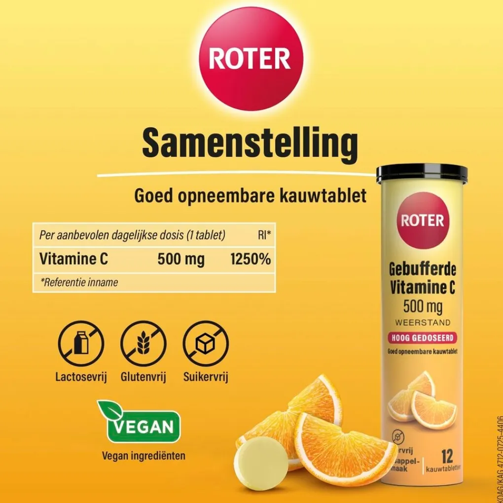 Roter Vitamines|Weerstand En Of Energie>Gebufferde Vitamine C 500mg Kauwtabletten