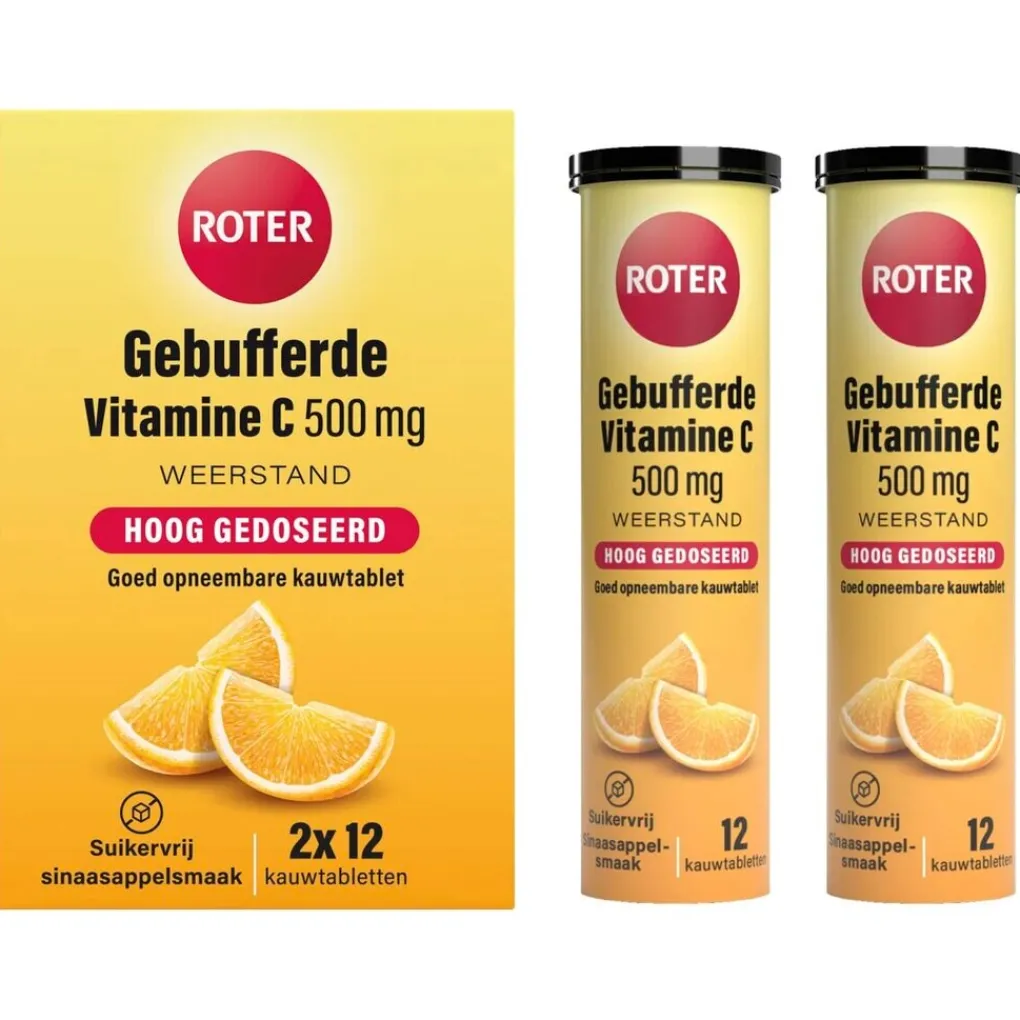 Roter Vitamines|Weerstand En Of Energie>Gebufferde Vitamine C 500mg Kauwtabletten