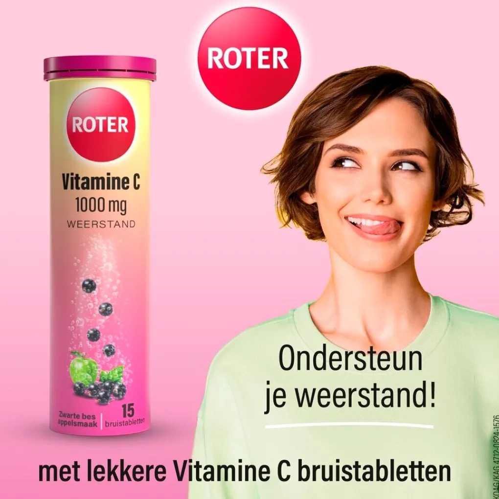 Roter Vitamines|Weerstand En Of Energie>Vitamine C 1000mg Zwarte Bes Appel Bruistabletten